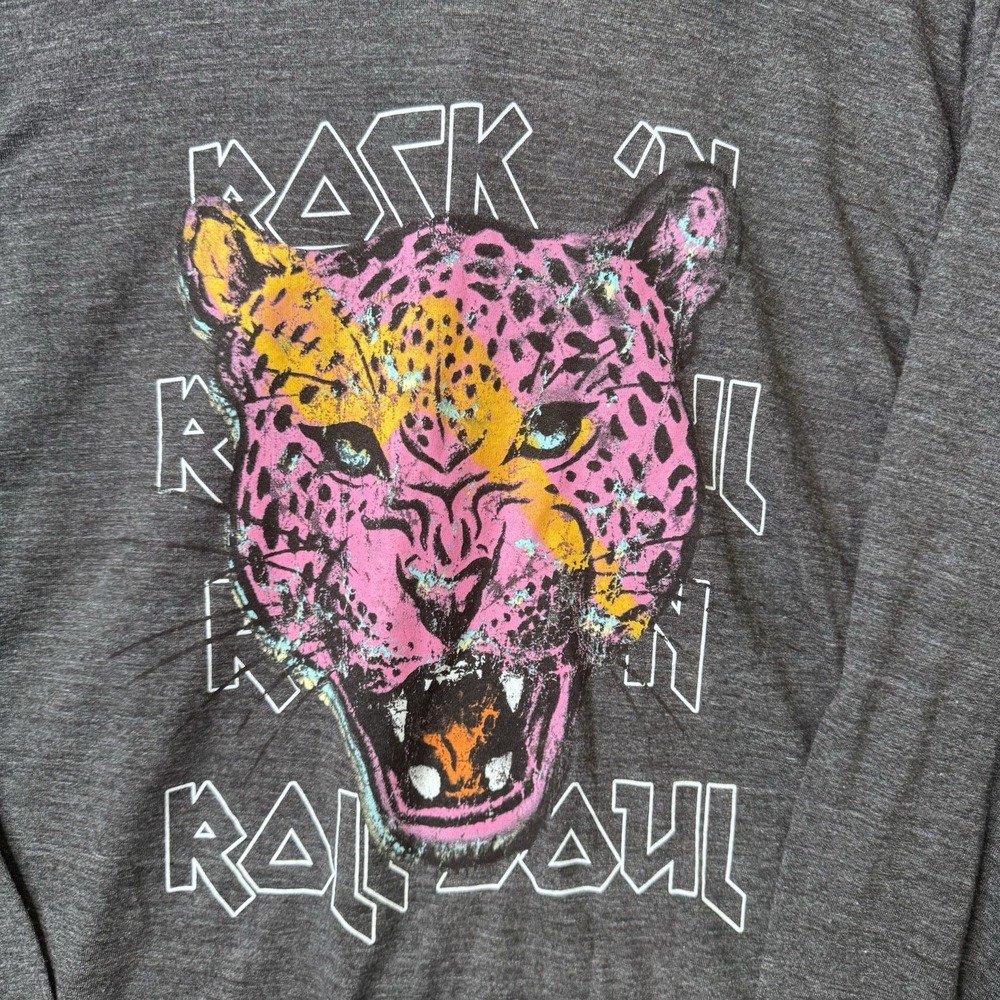 Torrid Womens Size 3X Gray Rock Roll Leopard Graphic Lightweight Hoodie - Picture 2 of 9